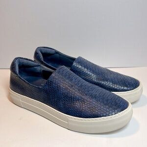 J/Slides NYC Ariana Blue Faux Snakeskin Slip-On Sneakers in Size 10